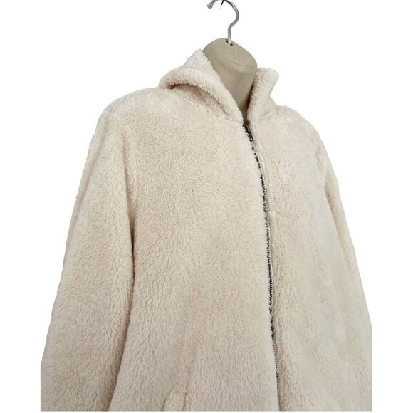 Torrid Cream Faux Fur Hooded Zip Front Bomber Jacket Women's Sz 2 or 2X - Picture 3 of 10